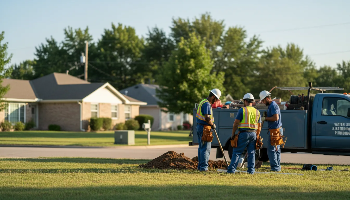 Residential water line and bathroom plumbing service in Wooster, AR